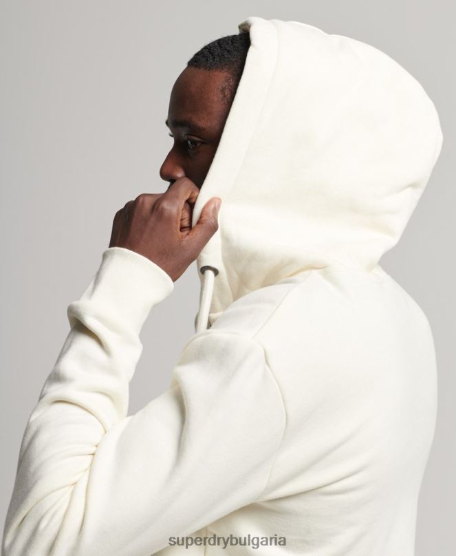 Superdry облекло N00H492 сметана мъже спортна качулка с цип за фитнес