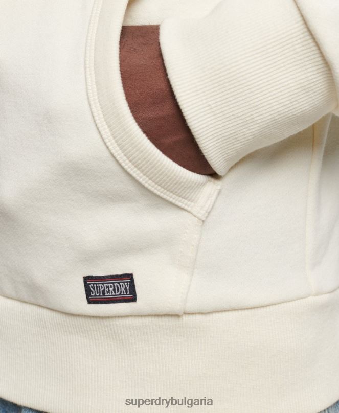 Superdry облекло N00H492 сметана мъже спортна качулка с цип за фитнес