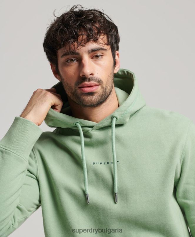 Superdry облекло N00H493 зелено мъже качулка с лого на излишък от код