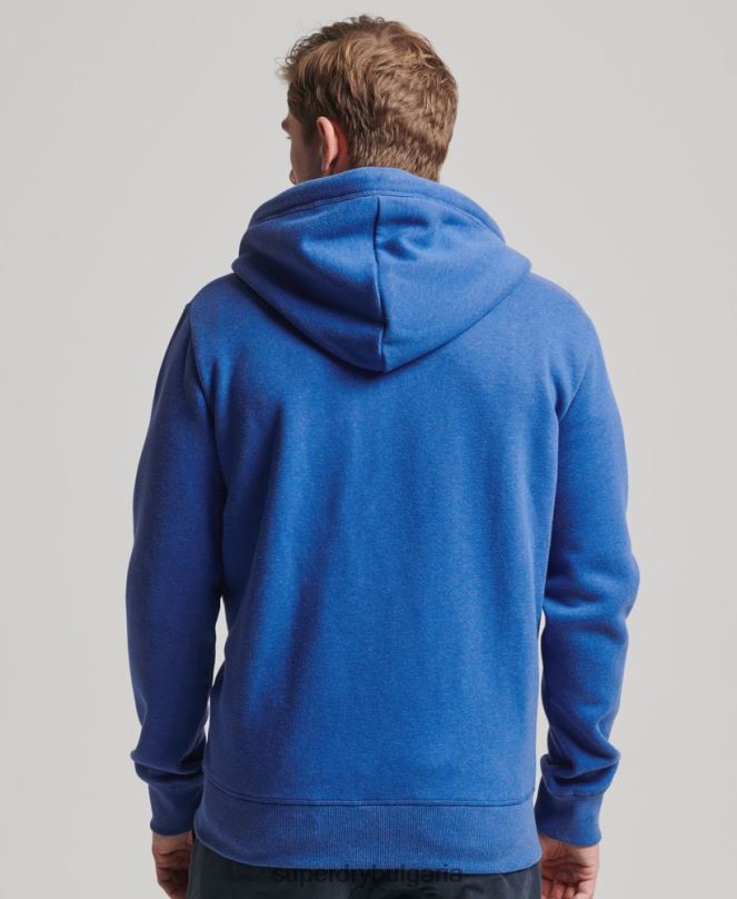 Superdry облекло N00H494 син мъже ретро суичър с цип с бродирано лого