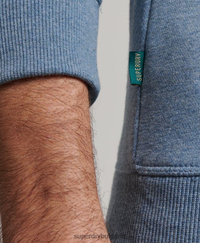 Superdry облекло N00H496 светло синьо мъже ретро бродиран суичър на екипажа с лого