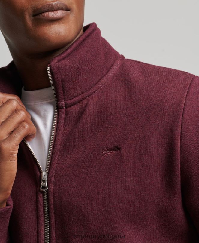 Superdry облекло N00H4989 червен мъже горнище с цип и ретро лого от органичен памук