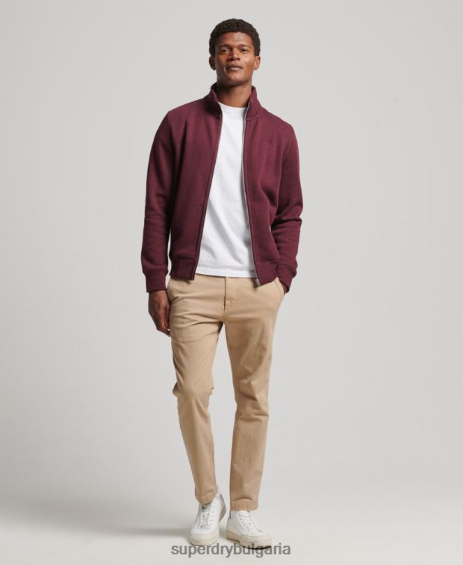 Superdry облекло N00H4989 червен мъже горнище с цип и ретро лого от органичен памук