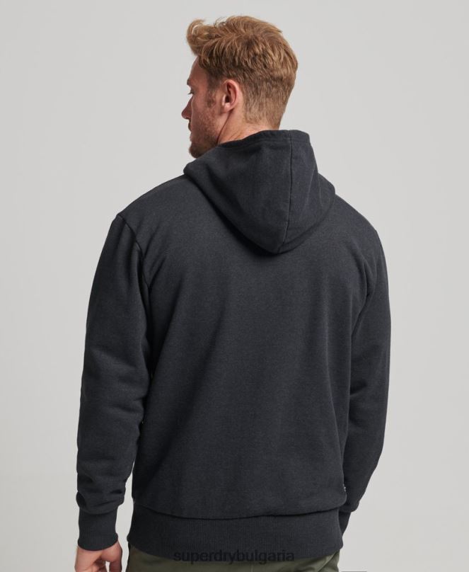 Superdry облекло N00H4991 черен мъже рециклирана микро странична качулка