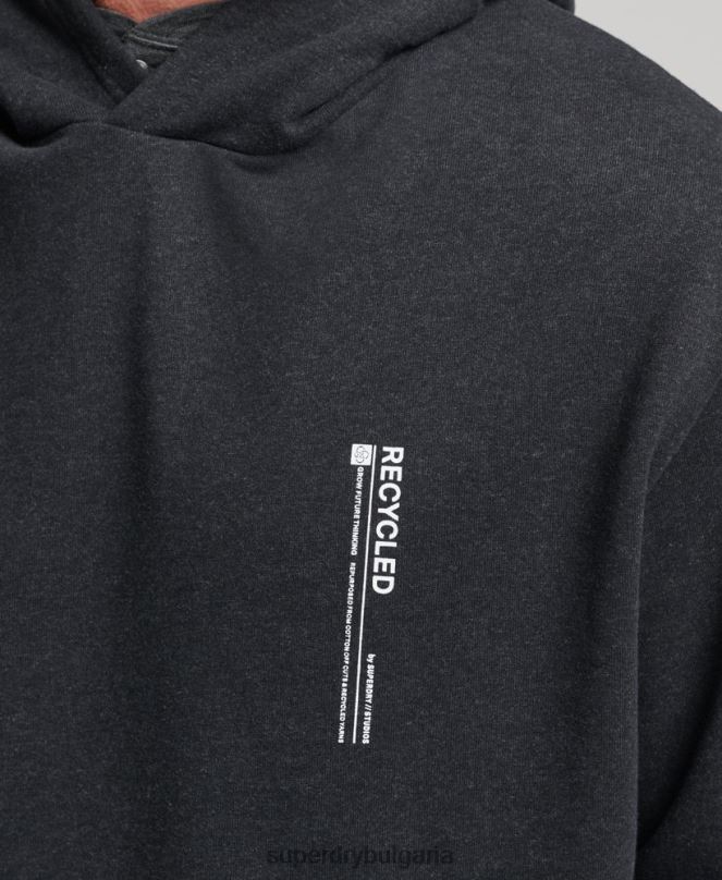 Superdry облекло N00H4991 черен мъже рециклирана микро странична качулка