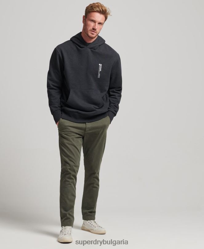 Superdry облекло N00H4991 черен мъже рециклирана микро странична качулка