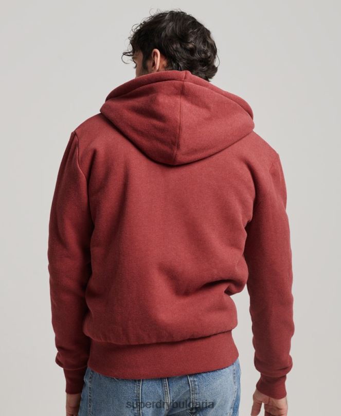 Superdry облекло N00H4992 червен мъже есенциална суичър с качулка с цип с подплата