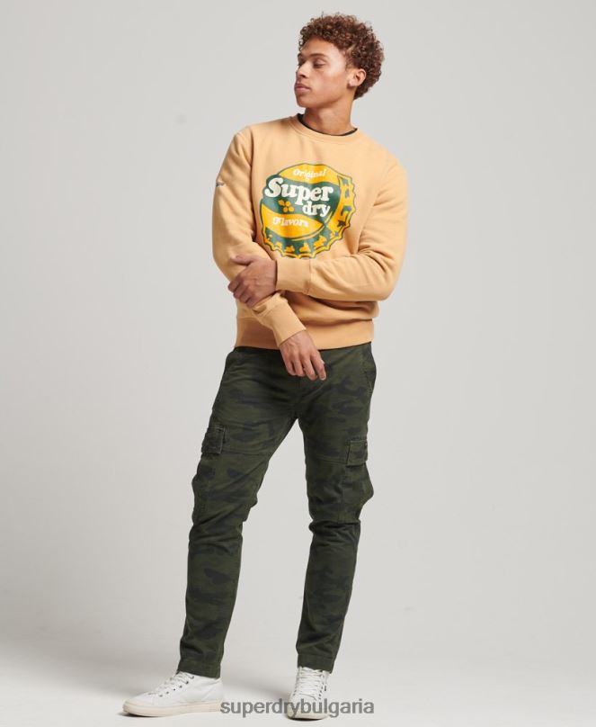 Superdry облекло N00H4994 жълто мъже суичър Cooper nostalgia crew