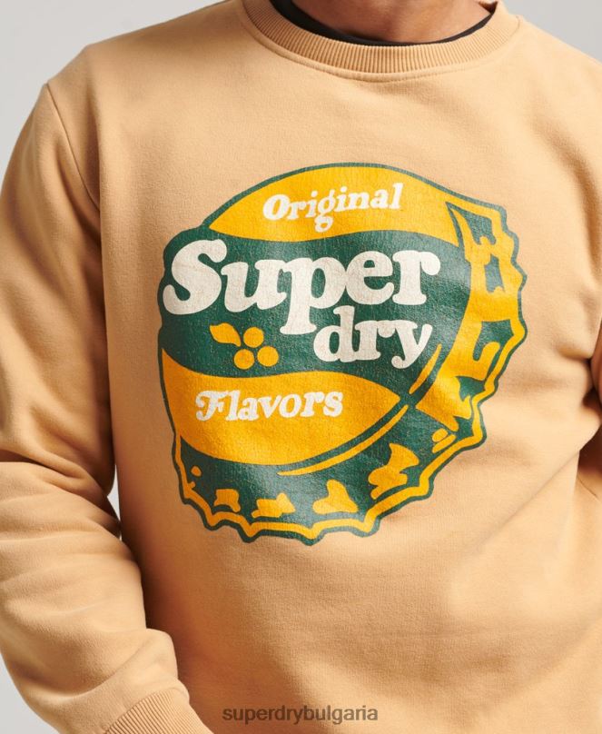 Superdry облекло N00H4994 жълто мъже суичър Cooper nostalgia crew