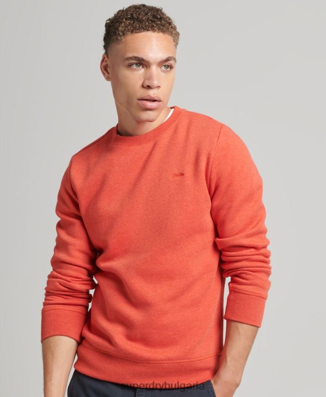 Superdry облекло N00H4995 оранжево мъже органичен памук есенциален лого екипаж суичър