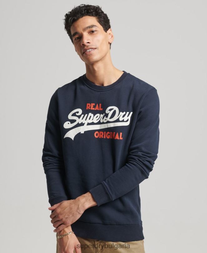 Superdry облекло N00H4997 военноморски флот мъже ретро суичър с лого на сода поп крю
