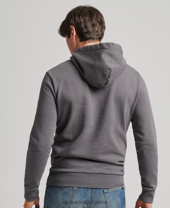Superdry облекло N00H4998 тъмно сив мъже ретро hoodie в центъра на града