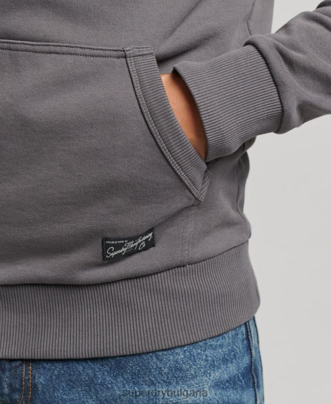 Superdry облекло N00H4998 тъмно сив мъже ретро hoodie в центъра на града