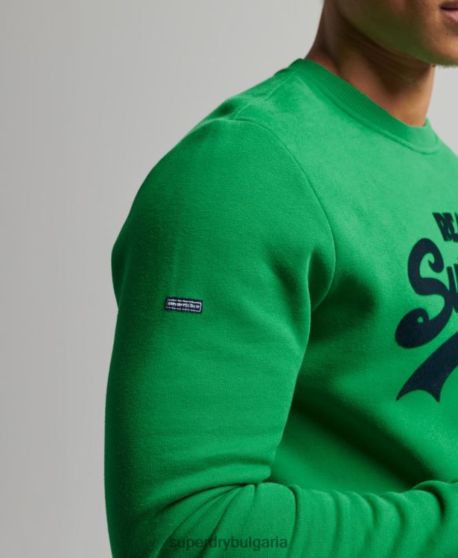 Superdry облекло N00H4999 зелено мъже ретро суичър с лого на сода поп крю