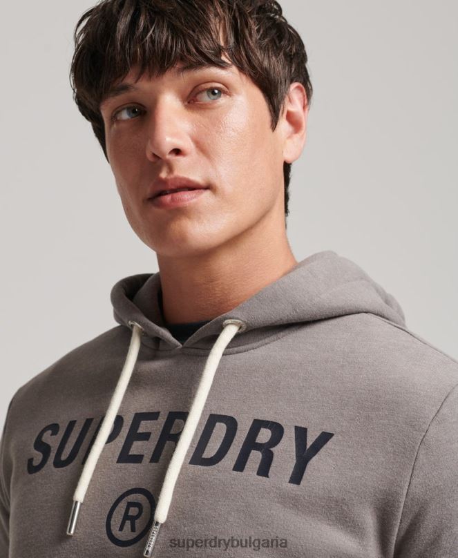 Superdry облекло N00H5004 сиво мъже мергелна качулка с лого на корпорацията