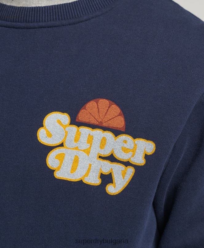 Superdry облекло N00H5006 военноморски флот мъже суичър Cooper nostalgia crew