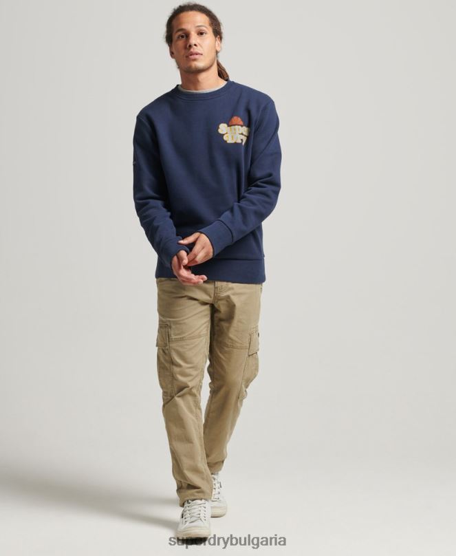Superdry облекло N00H5006 военноморски флот мъже суичър Cooper nostalgia crew
