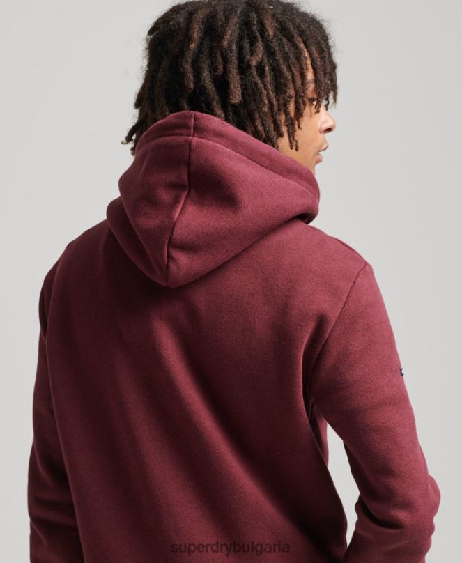 Superdry облекло N00H5009 червен мъже ретро основно лого, страхотна качулка за открито