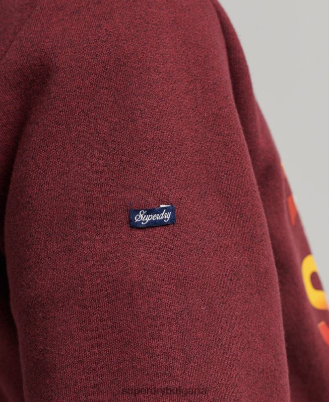 Superdry облекло N00H5009 червен мъже ретро основно лого, страхотна качулка за открито