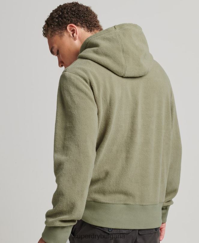 Superdry облекло N00H5012 каки мъже свободно поларено суичър с графично лого