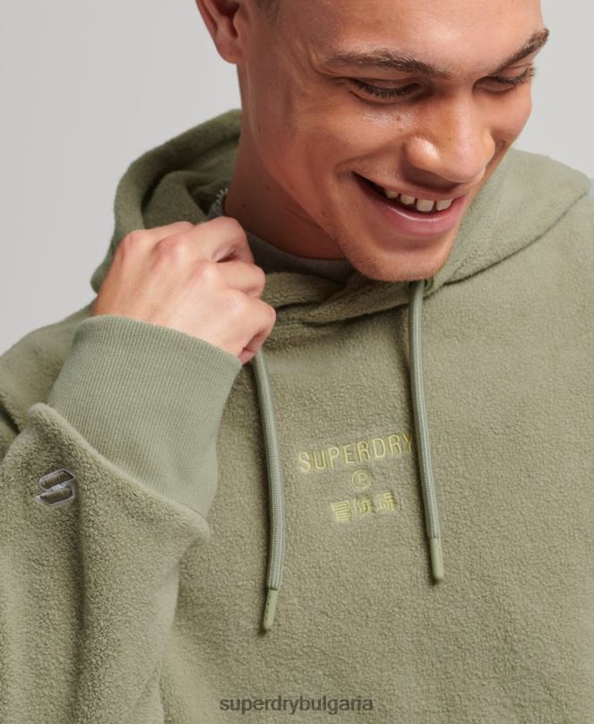 Superdry облекло N00H5012 каки мъже свободно поларено суичър с графично лого