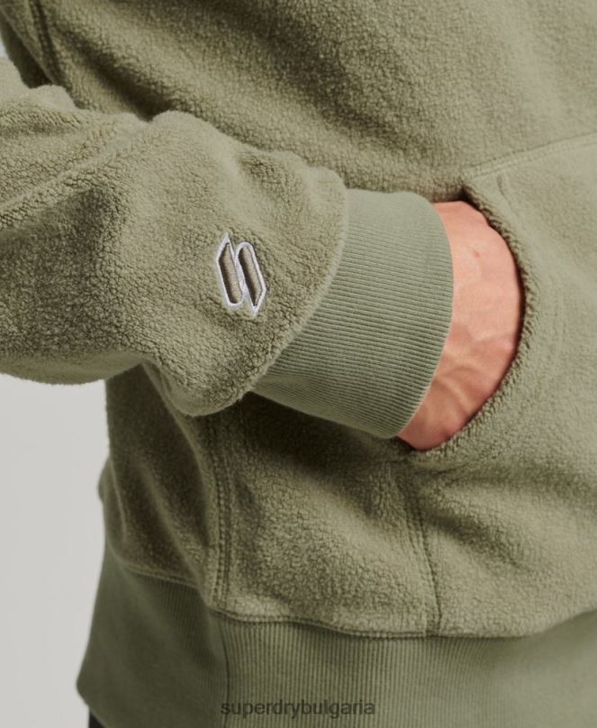 Superdry облекло N00H5012 каки мъже свободно поларено суичър с графично лого