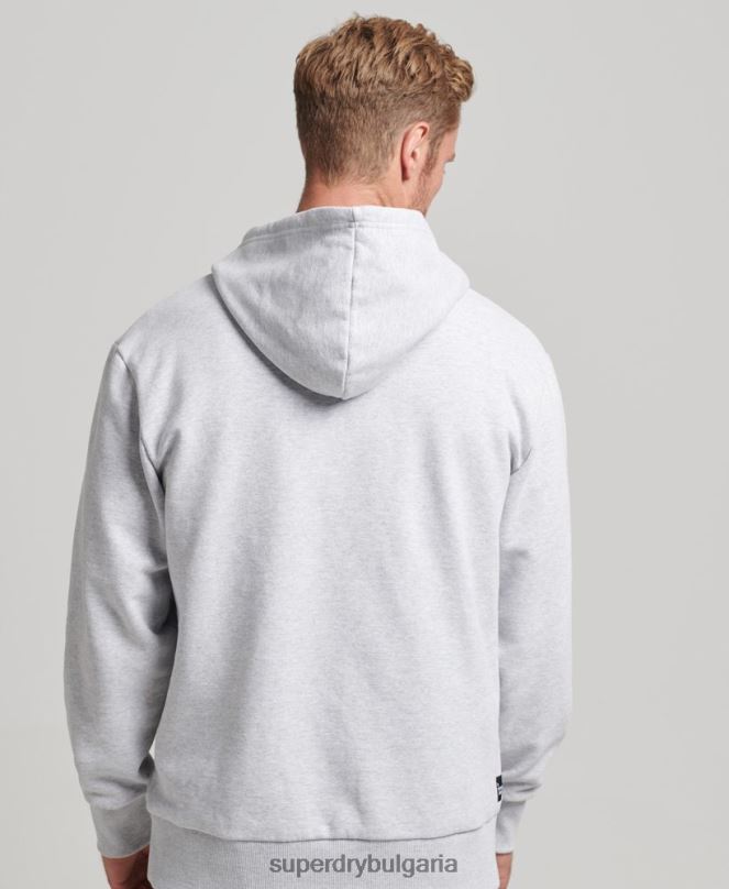 Superdry облекло N00H5014 светло сив мъже рециклирана микро странична качулка