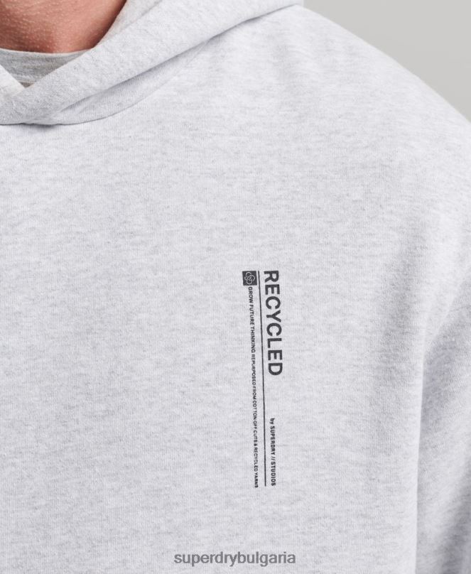 Superdry облекло N00H5014 светло сив мъже рециклирана микро странична качулка