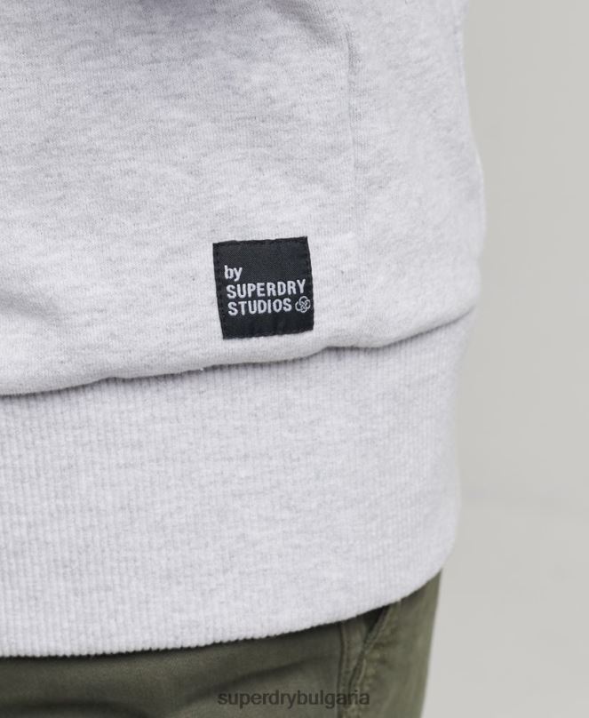 Superdry облекло N00H5014 светло сив мъже рециклирана микро странична качулка