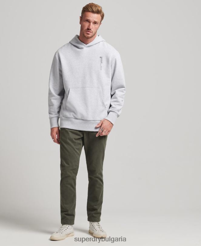 Superdry облекло N00H5014 светло сив мъже рециклирана микро странична качулка