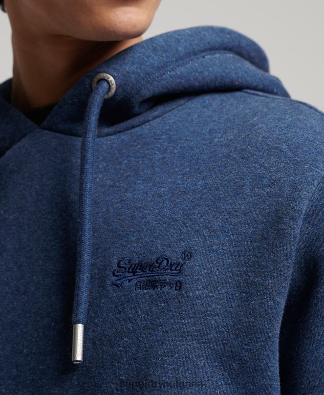 Superdry облекло N00H5017 син мъже качулка с ретро лого от органичен памук