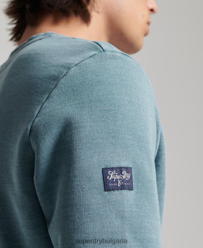 Superdry облекло N00H5018 светло синьо мъже ретро суичър в стил индиго crew