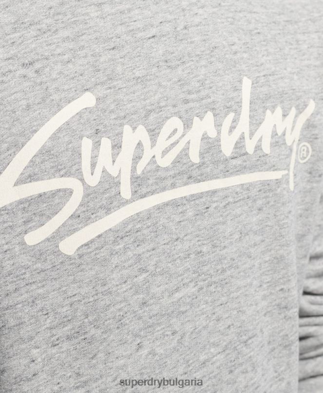 Superdry облекло N00H5019 сиво мъже винтидж суитшърт на Downtown script crew