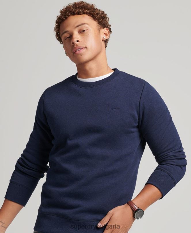 Superdry облекло N00H5020 военноморски флот мъже органичен памук есенциален лого екипаж суичър