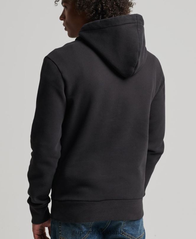Superdry облекло N00H5026 черен мъже качулка с графично лого от органичен памук