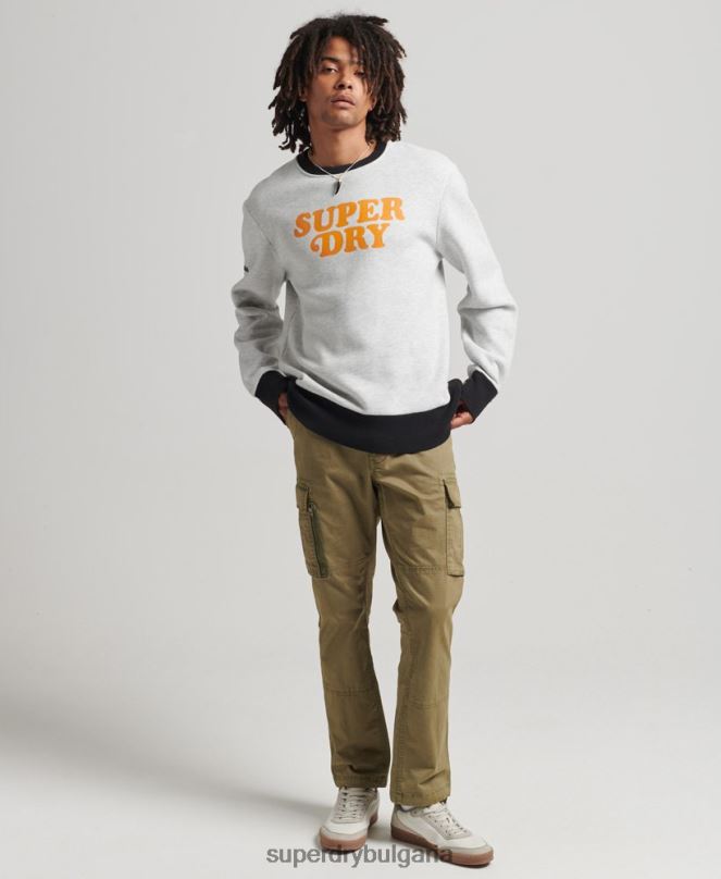 Superdry облекло N00H5027 светло сив мъже реколта cooper класически суичър crew