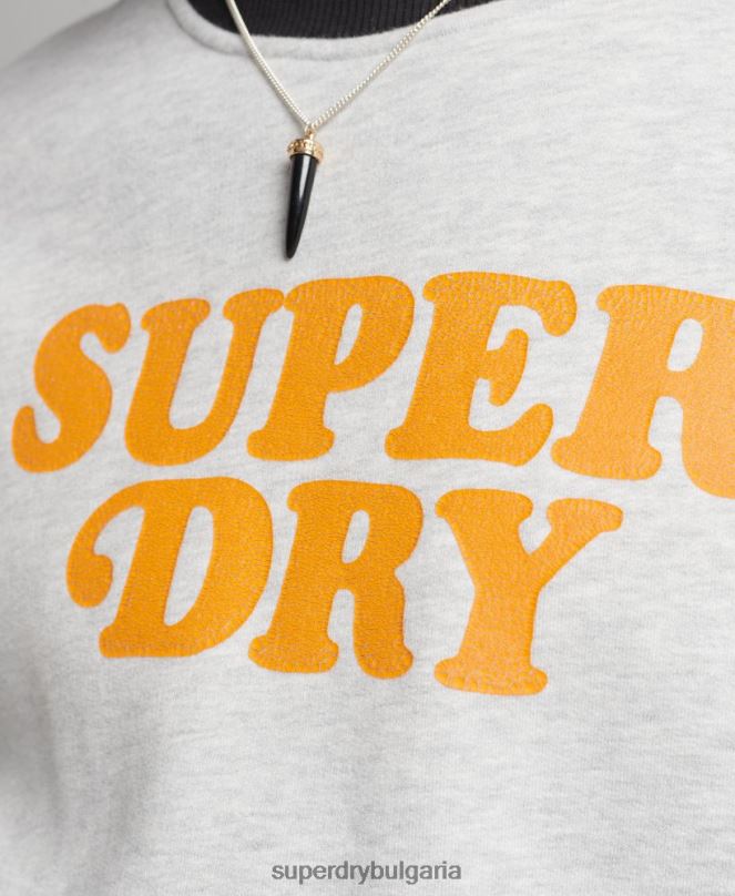 Superdry облекло N00H5027 светло сив мъже реколта cooper класически суичър crew
