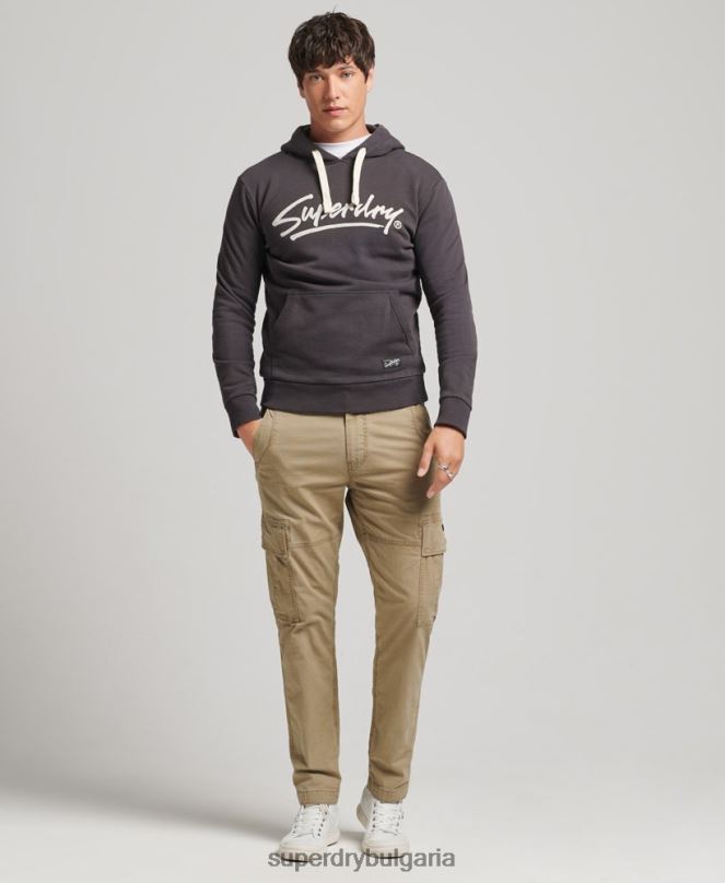 Superdry облекло N00H5028 кафяво мъже ретро hoodie в центъра на града