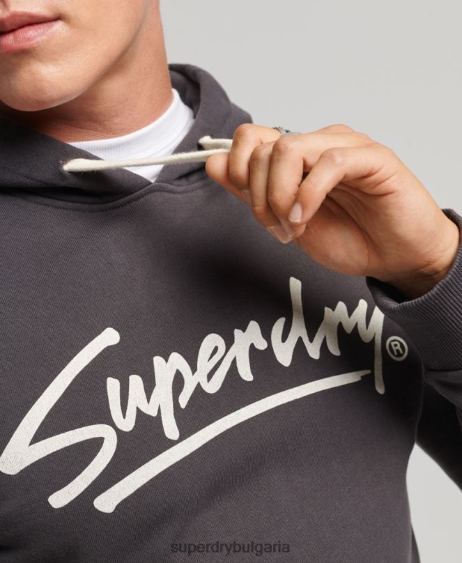 Superdry облекло N00H5028 кафяво мъже ретро hoodie в центъра на града