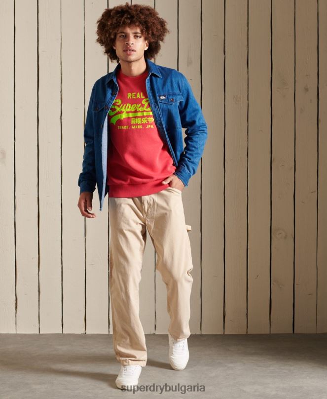 Superdry облекло N00H5029 червен мъже американски класически суичър с ретро лого