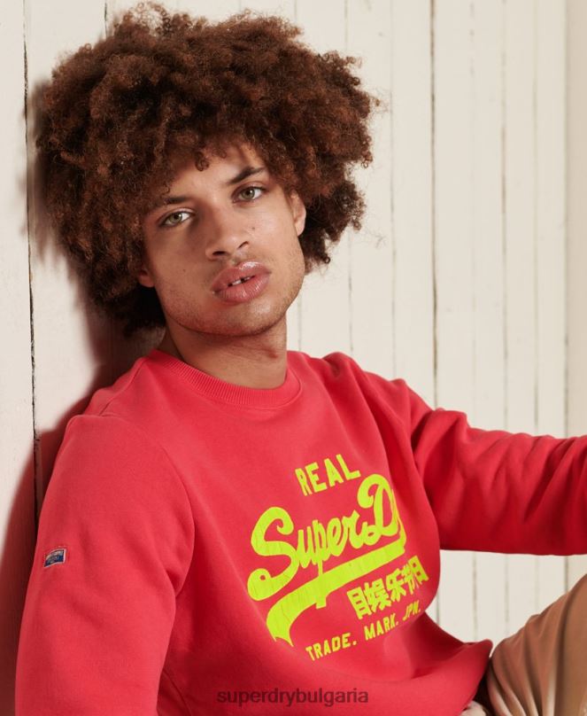 Superdry облекло N00H5029 червен мъже американски класически суичър с ретро лого