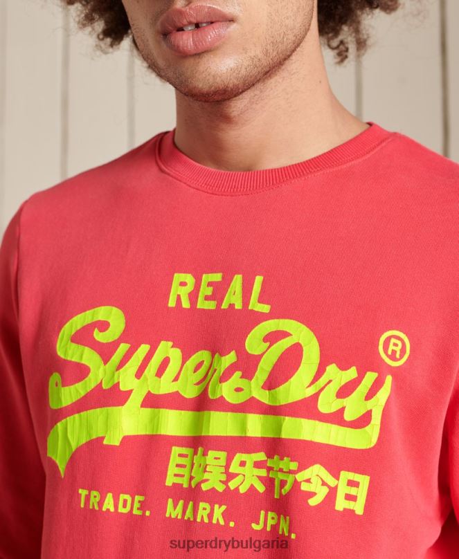 Superdry облекло N00H5029 червен мъже американски класически суичър с ретро лого