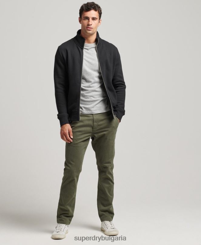 Superdry облекло N00H5030 черен мъже горнище с цип и ретро лого от органичен памук