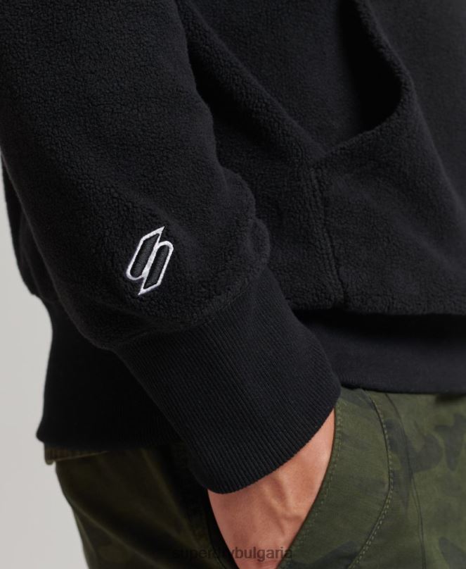 Superdry облекло N00H5031 черен мъже свободно поларено суичър с графично лого