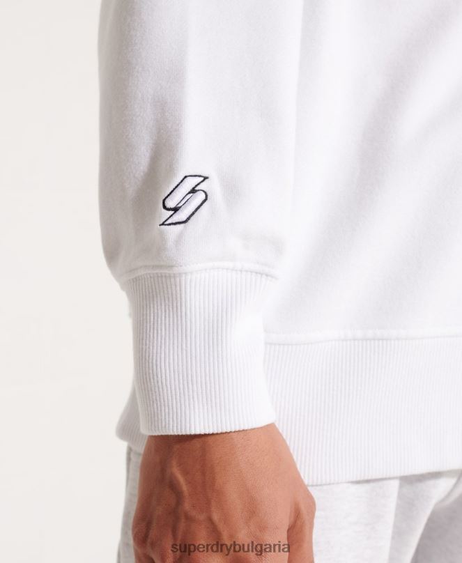 Superdry облекло N00H5036 бяло мъже независим суитшърт на екипажа