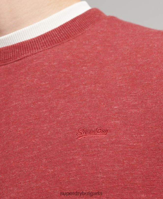 Superdry облекло N00H5037 червен мъже органичен памук есенциален лого екипаж суичър