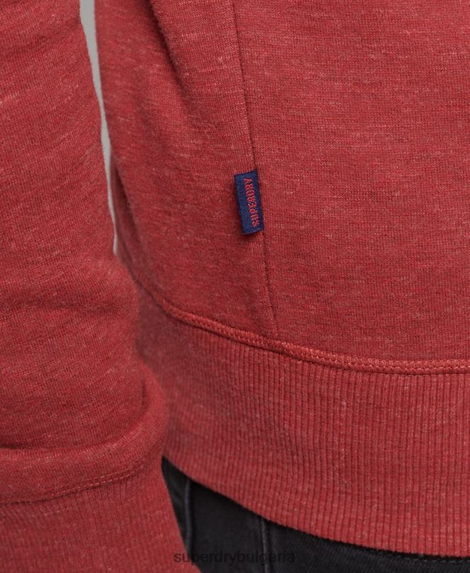 Superdry облекло N00H5037 червен мъже органичен памук есенциален лого екипаж суичър