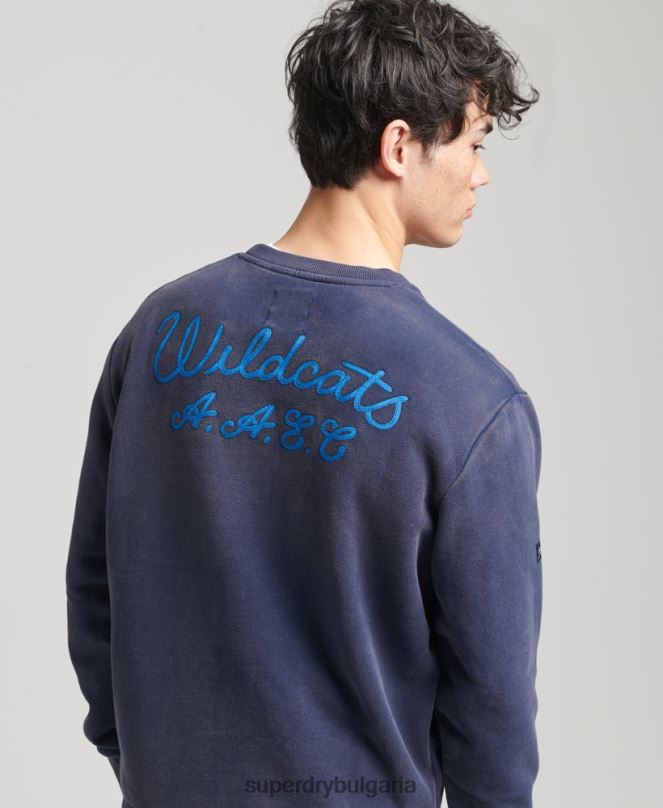 Superdry облекло N00H5039 военноморски флот мъже винтидж суитшърт за студентски екип