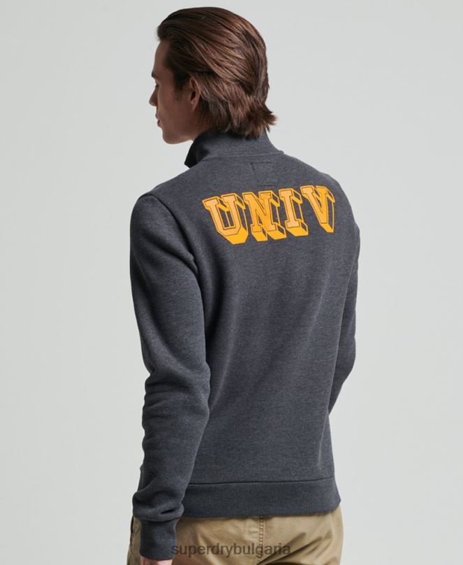 Superdry облекло N00H5040 тъмно сив мъже винтидж атлетичен суичър с хенли