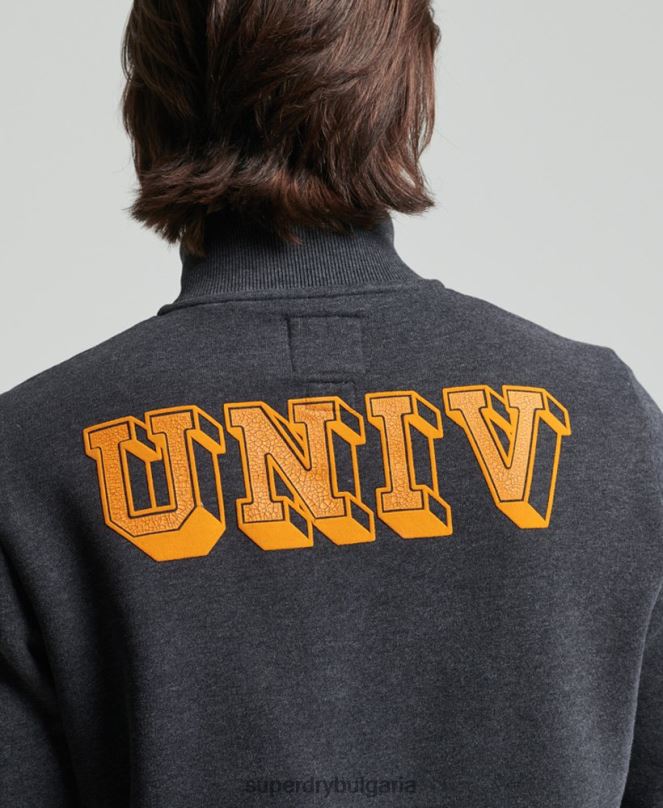 Superdry облекло N00H5040 тъмно сив мъже винтидж атлетичен суичър с хенли